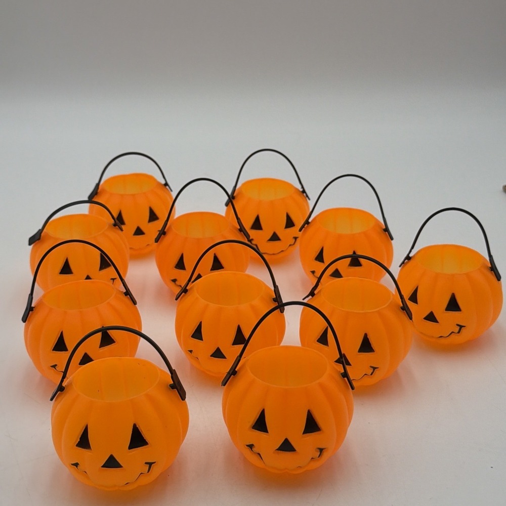 Blow Mold Mini  Jack-O-Lanterns Pumpkins Candy Container Vintage Lot Of 11